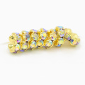 Venta caliente IA0206 Chapado en oro Metal Cobre AB Color Rhinestone Spacer Beads para la venta